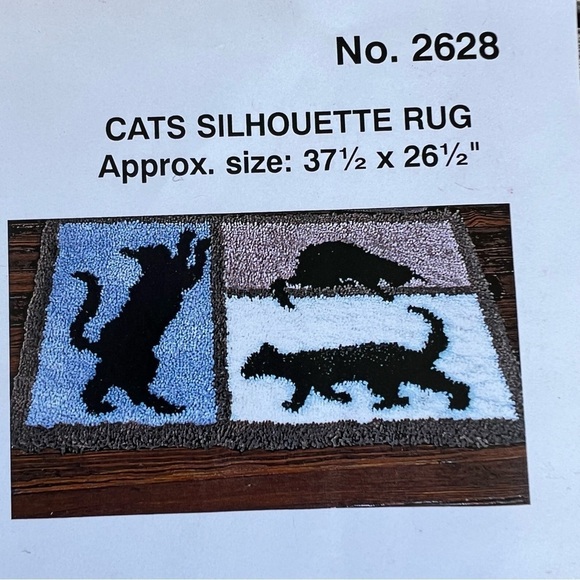 Y2K Mary Maxim Cats Silhouette Rug #2628 Latch Hook Kit 37.5”x26.5” INCOMPLETE - Picture 2 of 8